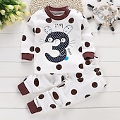 billiga Pyjamas-Barn Pojkar 2 delar T-shirt och byxa Långärmad Uggla A01 A02 Djur Tecknat Crewneck Sommar Vår Grundläggande Hem 3-7 år