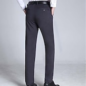 baratos Magro-Homens Social Calças Bolsos Perna reta Tecido Casamento Escritório Trabalho Chique &amp; Moderno Formal Preto Azul Marinha Cintura Alta Micro-Elástica