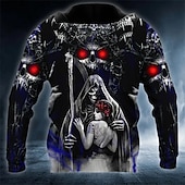 economico Felpe con cappuccio da uomo-Per uomo Teschi Stampe astratte Felpa con cappuccio Felpe Felpa Felpa con cappuccio pullover Manica lunga Felpa con cappuccio Con cappuccio Streetwear Stampa 3D Giornaliero Sport Rosso e nero Grigio