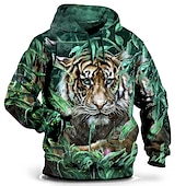 economico felpe 3d da uomo-Per uomo Lupo Stampa 3D Felpa con Cappuccio Felpa con cappuccio Felpe con cappuccio Manica Lunga Felpa con cappuccio Con Cappuccio Moda Vacanza Lavoro Abbigliamento quotidiano Grigio verde Bianco e