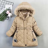 billiga Girl&amp;#39;s Downs &amp;amp; Pufferjacka-Flickor 3D Pufferjacka för barn Slät Kappa Ner Pufferjacka Långärmad Höst Vinter Grundläggande Barn 2-8 år Gata Normal