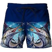 baratos Estampa Oceano-Homens Estampas Abstratas Peixes Calção Justo de Natação Shorts de Natação Bermuda de Surf Cintura Média Moda Roupa de rua Casual Ao ar livre Diário Feriado Bolsos Com Cordão Cintura elástica Designer