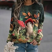 ieftine Vârfurile animalelor-hanorac de damă mărime plus pulover grafic animal stradă casual sport de bază gât rotund top cu mânecă lungă micro-elastic toamna &amp;amp; țesătură moale și confortabilă pentru iarnă