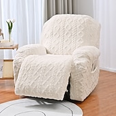 billige Recliner og lenestol-1 sete fløyel lenestoltrekk, stretch jacquard lenestoltrekk for 1 pute lenesofa, 1 sete lenestol sofatrekk, veldig myk, maskinvaskbar