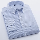 voordelige oxford-overhemden voor heren-Voor heren Overhemd Button-down overhemd Shirt met kraag Strijkvrij overhemd Oxford overhemd Gestreept Bruiloft Buiten Zwart+Wit+Marineblauw Wit Marineblauw blauw Lange mouw Strijkijzer Lente &amp; Herfst