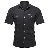 economico Camicie da lavoro da uomo-Per uomo Camicia Camicia con bottoni Maglietta informale Camicie da lavoro Camicia da carico Nero Giallo Verde militare Blu Reale Blu Manica corta Liscio Collo ripiegabile Strada Informale Bottone giù