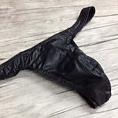 olcso Egzotikus férfi alsónemű-Férfi 1 darab G-string fehérnemű Poliuretán Spandex Tiszta szín Alacsony csípő Fekete