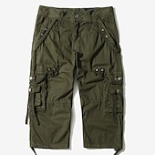 cheap Classic-Men&#039;s Cargo Shorts Shorts Capri Pants Hiking Shorts Leg Drawstring 6 Pocket Plain Comfort Outdoor Daily Going out Fashion Streetwear Wine Army Green