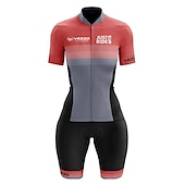 halpa Naisten triathlon-vaatteet-Naisten Triathlon Tri -puku Lyhythihainen triatlon Vaaleanpunainen+ valkoinen Sininen + punainen + musta Musta Kuvitettu Pyörä Lycra Urheilu Kuvitettu Vaatetus