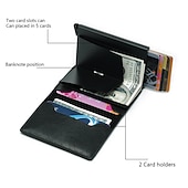 זול holder כרטיס RFID-מחזיק כרטיס בנק ID ארנק יוקרה מותג גברים חוסם RFID מוגן עור דק מינימלי קטנים ארנקי כסף