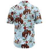 economico Camicia vintage-Derby del Kentucky Per uomo Cowboy Camicia Camicia hawaiana estiva Camicia Aloha Maniche Corte Camicia Collo ripiegato Vintage Tropicale Moda Streetwear Casuale Camicia hawaiana Blu S M L