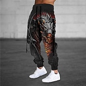 זול מכנסי ריצה-בגדי ריקוד גברים מכנסי טרנינג רָץ לְהַנָאָתוֹ מכנסיים שרוך אלסטית מותניים הדפסת תלת מימד חיה דרקון הדפסים גרפיים קומפורט ספורט חוץ קזו&#039;אל יומי תערובת כותנה אריג מגבות סגנון רחוב מעצב כתום אפור