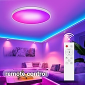 abordables Plafonniers à intensité variable-plafonnier intelligent 12 pouces 30w rvb changement de couleur bluetooth contrôle de l&#039;application wifi 2700k-6500k dimmable synchronisation avec la musique compatible avec alexa google home