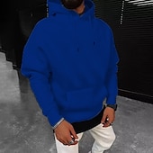 preiswerte Basic-Hoodies für Herren-Herren Hoodie Sweatshirt Kapuze Aprikose Schwarz Weiß Gelb Wein Mit Kapuze Feste Farbe Kordelzug Sport &amp; Natur Casual Strassenmode Heißprägen Strassenmode Sportbekleidung Basic Herbst Winter