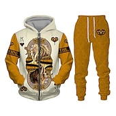 abordables Ensemble de sweatshirt 3d pour hommes-Homme Graphique Lion 2 pièces Ensembles de sweat-shirts 3D Sweat à capuche Survêtement manche longue Pantalon long À capuche Streetwear Basique Occasionnel Sport &amp; Loisir Occasionnel Sports Fermeture