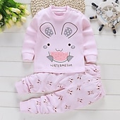 billiga Pyjamas-Barn Pojkar 2 delar T-shirt och byxa Långärmad Uggla A01 A02 Djur Tecknat Crewneck Sommar Vår Grundläggande Hem 3-7 år