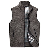 preiswerte Herren Strickjacke-Herren Pullunder Strickjacke Reißverschluss-Pullover Pulloverjacke Fleece Pullover Stricken Gestrickt Einfarbig Stehkragen Moderne zeitgenössische Outdoor Lässig Bekleidung Winter Schwarz Wein S M L
