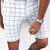 Men's Shorts Chino Shorts Bermuda shorts Work Shorts Pocket Lattice Comfort Outdoor Daily Going out Fashion Streetwear White Navy Blue4