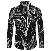 preiswerte Geometrische Muster-Herren Farbverlauf Geometrische Muster Abstrakt Hemd Knopfhemd Langarm Sport Modisch Strassenmode Outdoor Casual Täglich Herbst Winter Umlegekragen Bedruckt Button-Down Blau Purpur Gold Grau