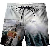 baratos Estampa Oceano-Homens Estampas Abstratas Peixes Calção Justo de Natação Shorts de Natação Bermuda de Surf Cintura Média Moda Roupa de rua Casual Ao ar livre Diário Feriado Bolsos Com Cordão Cintura elástica Designer