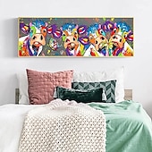 cheap Animal Paintings-Oil Painting 100% Handmade Hand Painted Wall Art On Canvas Colorful Cattles Animal Series Modern Abstract Home Decoration Decor Rolled Canvas No Frame Unstretched 150*50cm