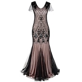 abordables Robes habillées-Femme robe longue robe noire Robe dentelle Robe vintage Robe de bal Mode Mature Robe chic Occasion spéciale Halloween Soirée Standard Plein Sans Manches Col V Noir Rouge Bordeaux Vert foncé Dorée