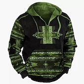 voordelige Vintage Etnische Hoodies-Voor heren Grafische prints Trui met capuchon Hoodies Sweatshirt Hoodies met rits Lange mouw Sweatshirt met capuchon Capuchon Ontwerper 3D-afdrukken Dagelijks Feestdagen Uitgaan blauw Paars Halve