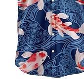 cheap Ocean Print-Men&#039;s Koi Shirt Summer Hawaiian Shirt Aloha Shirt Short Sleeves Shirt Turndown Tropical Fashion Hawaiian Street Casual Hawaiian Blue S M L