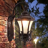abordables luces de pared al aire libre-Aplique de pared led accesorio de iluminación antiguo aplique de pared linterna externa impermeable a prueba de óxido de aluminio linterna de vidrio lámpara de pared linterna patio jardín balcón