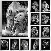 זול Animal Prints-הדפסי בד אמנות קיר בעלי חיים קישוט בית עיצוב בד מגולגל ללא מסגרת לא ממוסגרת לא מתוחה