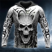 abordables Sweats à capuche pour hommes-Homme Crânes Imprimés Photos Sweat à capuche Sweats à Capuche Sweat-shirt Sweat à capuche manche longue Sweat à capuche Capuche Vêtement de rue 3D effet du quotidien Des sports Gris Imprimer