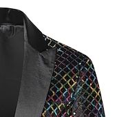 economico Blazer Classici da Uomo-Per uomo Giacca Feste Ufficio e carriera splendente All&#039;aperto Tasche Strass Autunno Inverno A quadri Moda Top caldi Bavero Argenteo Oro Arcobaleno Giacca