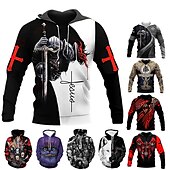 abordables Sudaderas con capucha para hombre-Wishine sudaderas con capucha unisex impresión digital 3d película de terror payaso sudadera pulóver top negro xl tops de calavera