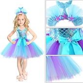 preiswerte Kostüme für Mädchen-Meerjungfrau Meerjungfrau Ariel Aqua Princess Blumenmädchenkleid Themenparty-Kostüm Tüllkleider Cosplay for Mädchen Kinder Karneval Maskerade Hochzeit Hochzeitsgast