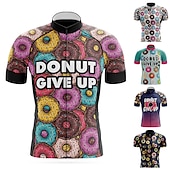 お買い得  メンズジャージ-男性用 サイクリングジャージー グラフィック おかしい 半袖 バイク ジャージー トップス 3つのリアポケット付き マウンテンサイクリング ロードバイク 速乾性 反射性ストリップ 後ポケット 吸汗性 スポーツ ホワイト レッド ダークネービー 衣類