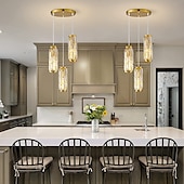 economico Lampadari-lampada a sospensione a led illuminazione a sospensione cromata/oro moderna lampada a sospensione mini lampadari di cristallo lampada a sospensione regolabile per sala da pranzo con isola cucina (1/3