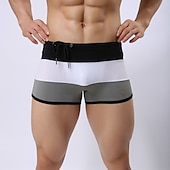 baratos calção de banho boxer masculino-Homens Roupa de Banho Calção Justo de Natação Resumo de natação Com Transparência Com Cordão Bloco de cor Respirável Macio Simples Conforto Preto Branco