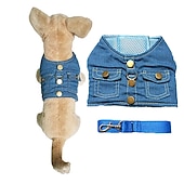 cheap Coats-Dog Cat Leash Denim Jacket / Jeans Jacket Stylish Ordinary Casual Daily Soft Washable Comfortable Outdoor Casual Daily Walking Bichon Frise Chihuahua Pomeranian Baby Pet Papillon