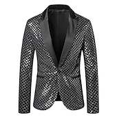 economico Blazer Classici da Uomo-Per uomo Giacca Feste Ufficio e carriera splendente All&#039;aperto Tasche Strass Autunno Inverno A quadri Moda Top caldi Bavero Argenteo Oro Arcobaleno Giacca