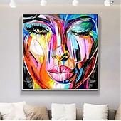 cheap People Paintings-Handmade Oil Painting Canvas Wall Art Decoration Portrait Woman Abstract for Home Decor Rolled Frameless Unstretched Painting
