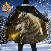 economico giacca in pile da uomo-Per uomo Cappotto invernale Giacca in pile Cappotto Sportivo Da tutti i giorni Tenere al caldo Traspirante Cerniera Tasche Autunno inverno Animali Lupo Di tendenza Streetwear Felpa Lungo Standard