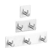 cheap Robe Hooks-Wall Hooks Self-adhesive Robe Hooks Bathroom 304 Stainless Steel Hook Kitchen Bathroom Hook Punch Free Single Hook Door Rear Metal Coat Hook