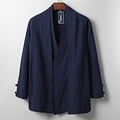 preiswerte Lässige Jacken-Herren Leichte Jacke Sommerjacke Leinenjacke Urlaub Alltagskleidung Langlebig Lässig / Alltäglich 2 in 1 Winter Frühling &amp; Herbst Einfarbig Japan und Korea Style Freizeit Regulär Schwarz Wei