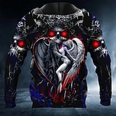 economico Felpe con cappuccio da uomo-Per uomo Teschi Stampe astratte Felpa con cappuccio Felpe Felpa Felpa con cappuccio pullover Manica lunga Felpa con cappuccio Con cappuccio Streetwear Stampa 3D Giornaliero Sport Rosso e nero Grigio