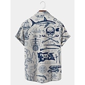 economico Camicia vintage-Per uomo Nautico Camicia Camicia con Bottoni Manica Corta Vintage Moda Designer Casuale All'aperto Ferie Estate Primavera Collo ripiegato Stampato Bottonato Blu Bianco Giallo Verde chiaro Rosa