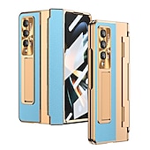 Недорогие Чехлы для Samsung-Чехол для телефона для Samsung Galaxy Z Fold 5 Z Fold 4 Z Fold 3 Flip бамперный флип полный корпус защитный однотонный ПК PU кожа
