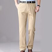 preiswerte Schlank-Herren Anzughosen Hose Hosen Tasche Gerade geschnitten Glatt Hochzeit B¨¹ro Arbeit Baumwollmischung Schick &amp; Modern Ausgefallene Schwarz Weiß Hoher Taillenbund Mikro-elastisch
