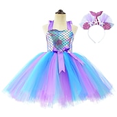 preiswerte Kostüme für Mädchen-Meerjungfrau Meerjungfrau Ariel Aqua Princess Blumenmädchenkleid Themenparty-Kostüm Tüllkleider Cosplay for Mädchen Kinder Karneval Maskerade Hochzeit Hochzeitsgast