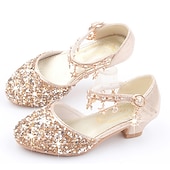 abordables Accesorios-Zapatos de princesa Elsa de cuento de hadas de Frozen para niñas, película de cosplay, lentejuelas, Halloween, zapatos plateados, dorados y rosados, Halloween, carnaval, mascarada, disfraces de plástico de poliéster.