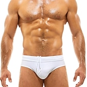Men's Swimwear Swim Briefs Plain Breathable Soft Daily Wear Weekend Stylish Simple Black White4